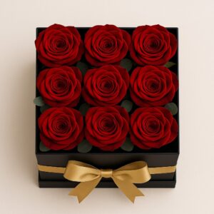 جعبه گل رز قرمز
