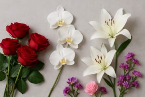 گل رز قرمز،ارکیده و سوسن مناسب برای گل نامزدی