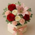 جعبه گل رز و لیلیوم لوکس