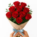 دسته گل رز قرمز 10 شاخه