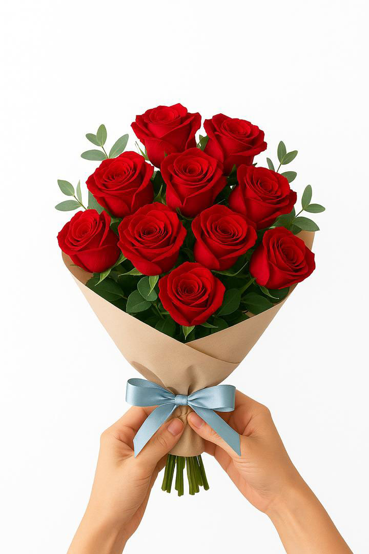 دسته گل رز 10 شاخه