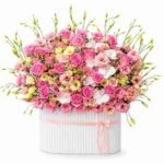 باکس گل رز مینیاتوری و لیسیانتوس صورتی با طراحی لوکس در گل فروشی آنلاین ایگل